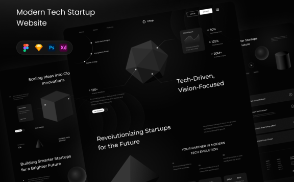 现代科技创业网站UI模板 (FIG,PSD,SKETCH,XD)