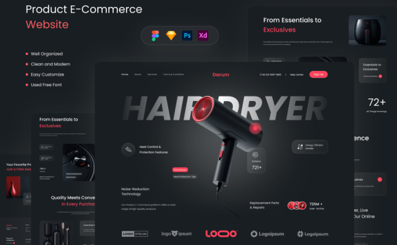 产品电子商务网站UI模板 (FIG,PSD,SKETCH,XD)