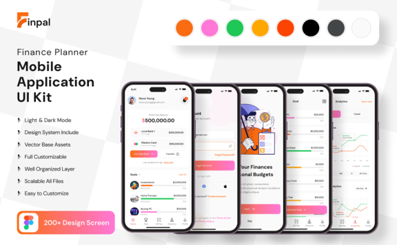 财务规划师移动应用APP UI KIT (FIG)