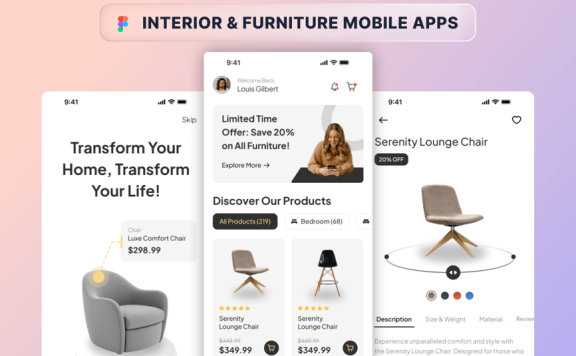 室内和家具移动应用APP UI KIT (FIG)