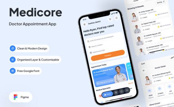 搜索医生页面APP UI KIT (FIG)