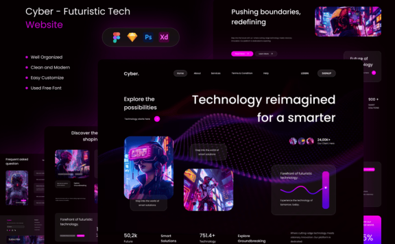 未来科技网页模板 (FIG,PSD,SKETCH,XD)