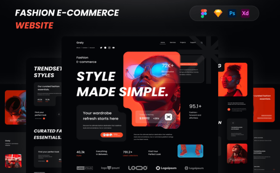 时尚电商网站网页模板 (FIG,PSD,SKETCH,XD)