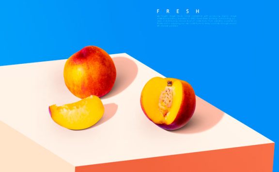 油桃水果展示广告海报设计模板 (psd)