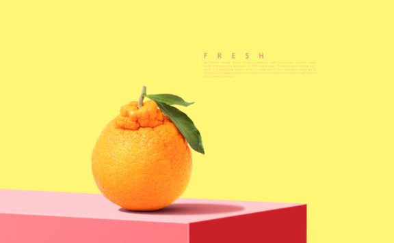 香橙水果展示广告海报设计模板 (psd)