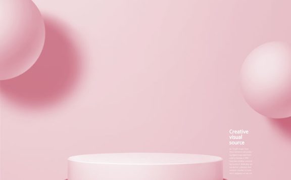 粉色几何物体创意视觉海报设计模板 (psd)