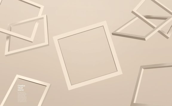 方形木框创意视觉海报设计模板 (psd)