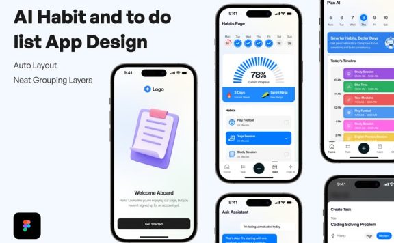 人工智能习惯并做列表应用APP UI KIT (FIG)
