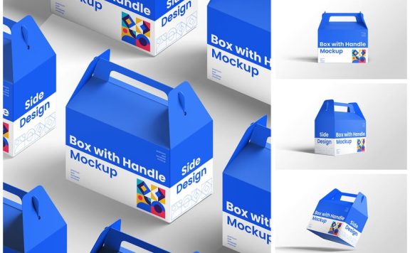 带手柄模型的盒子样机 (PSD)