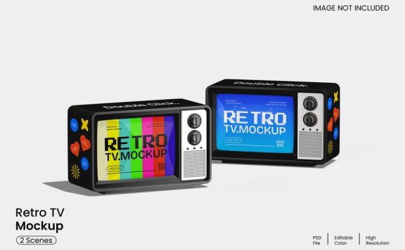 复古电视模型样机 (PSD)
