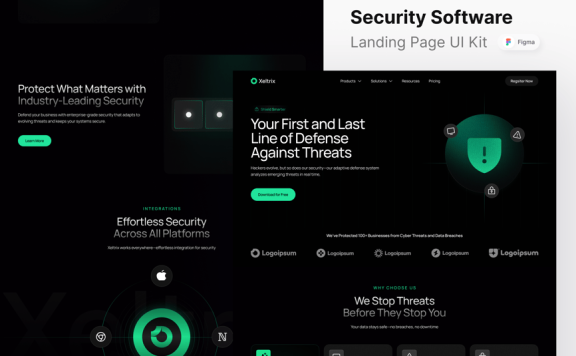 安全软件着陆页网页UI模板 (FIG)
