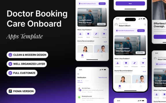 医生预订护理 – 移动应用APP UI KIT (FIG)