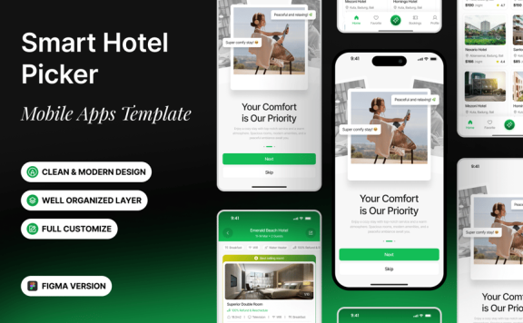 智能酒店选 移动应用APP UI KIT (FIG)