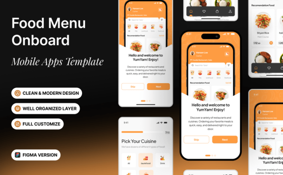 点餐App用户引导界面模板 APP UI KIT (FIG)