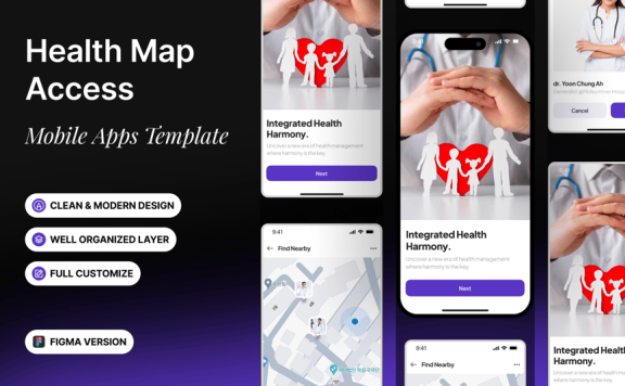 健康地图访问 – 移动应用APP UI KIT (FIG)