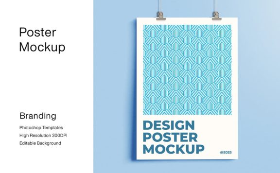 极简主义悬挂海报模型样机 (PSD)
