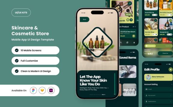 化妆品商店应用APP UI KIT (FIG,SKETCH,XD)