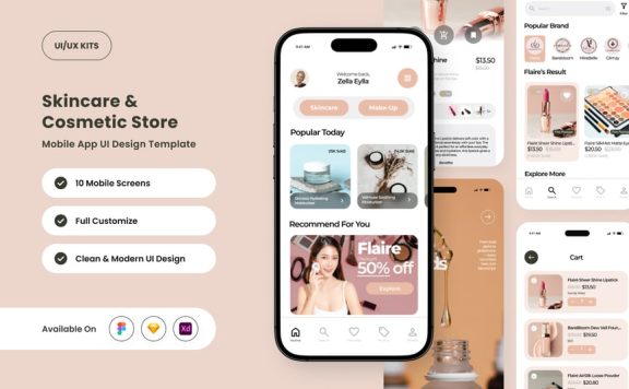美容产品应用APP UI KIT (FIG,SKETCH,XD)