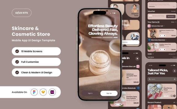 护肤购物应用APP UI KIT (FIG,SKETCH,XD)