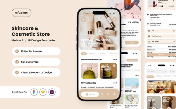 化妆品商店移动应用APP UI KIT (FIG,SKETCH,XD)