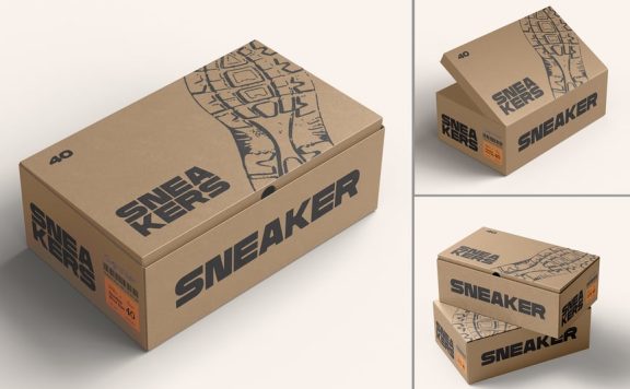 鞋盒品牌模型套件样机 (PSD)
