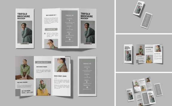 折页画册手册模型样机 (PSD,PDF)