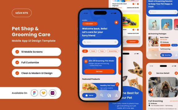 宠物店应用APP UI KIT (FIG,SKETCH,XD)