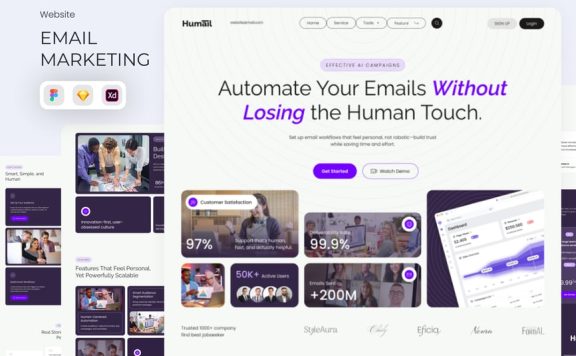 电子邮件营销网站网页UI模板 (FIG,SKETCH,XD)