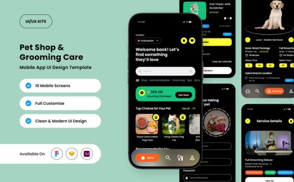 宠物护理应用APP UI KIT (FIG,SKETCH,XD)