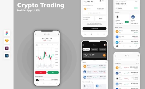 加密货币交易移动应用 APP UI KIT (SKETCH,FIG,XD,PSD)