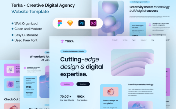 创意数字广告代理网站UI (FIG,PSD,SKETCH,XD)