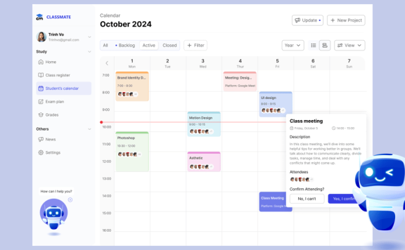 学生日历仪表盘网页UI (FIG)