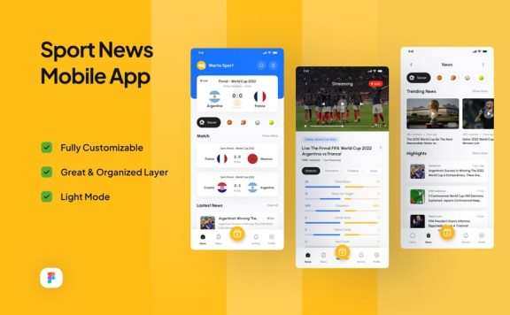 体育新闻移动应用 APP UI Kit (FIG)