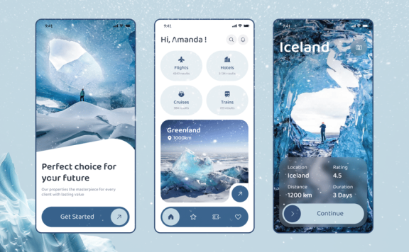 旅行应用极简主义 APP UI Kit (FIG)