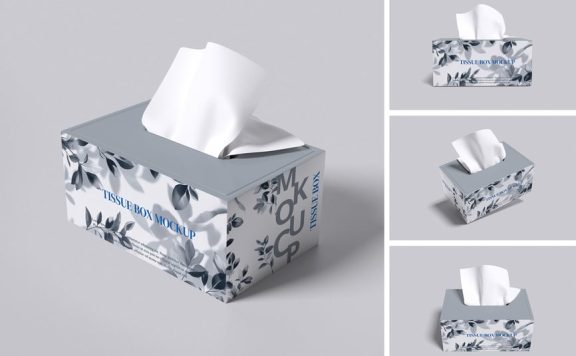 纸巾盒模型样机 (PSD,PDF)