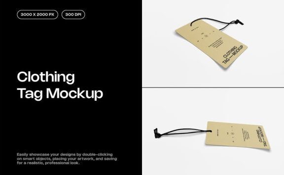 服装标签吊牌设计模型样机 (PSD)