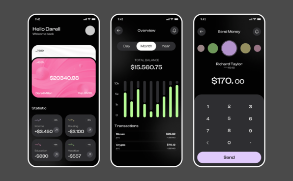 金融应用深色模式APP UI KIT (FIG)