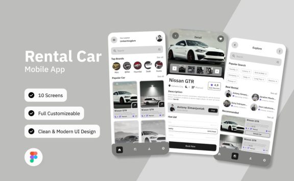 租车移动应用 APP UI KIT (FIG)