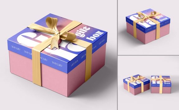 礼品盒品牌模型套装样机 (PSD)