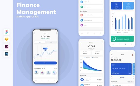 财务管理移动应用APP UI KIT (SKETCH,FIG,XD,PSD)