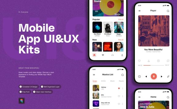 世界音乐 – 移动应用APP UI KIT (FIG)