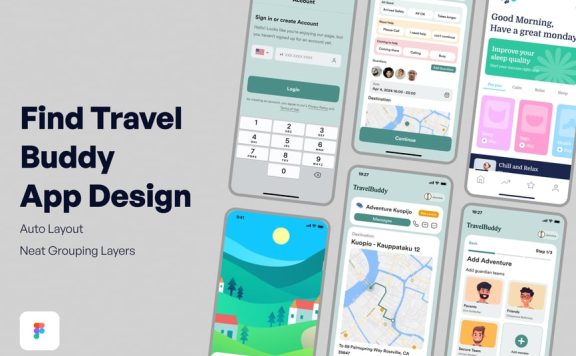 寻找旅行伙伴应用APP UI KIT (FIG)