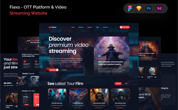 平台和视频流网站 (FIG,PSD,SKETCH,XD)