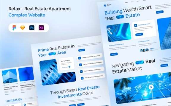 房地产公寓大楼网站 (FIG,PSD,SKETCH,XD)