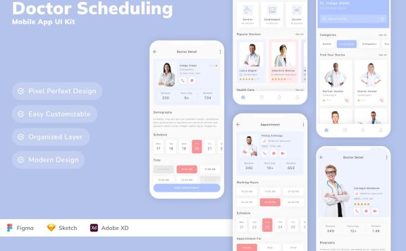 医生调度移动应用APP UI KIT (SKETCH,FIG,XD)