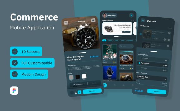 深色电商移动应用APP UI KIT (FIG)