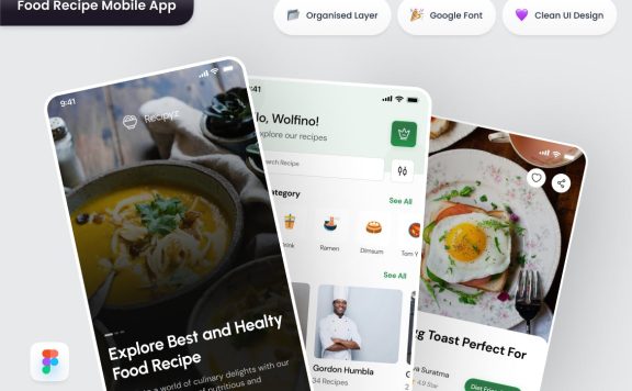 食物食谱移动应用APP UI KIT (FIG)
