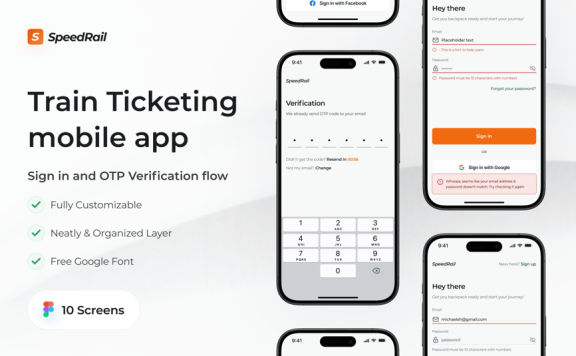 登录和 OTP 验证流程 App UI Kit (FIG)