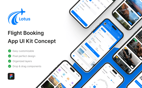 航班预订应用 App UI Kit (FIG)