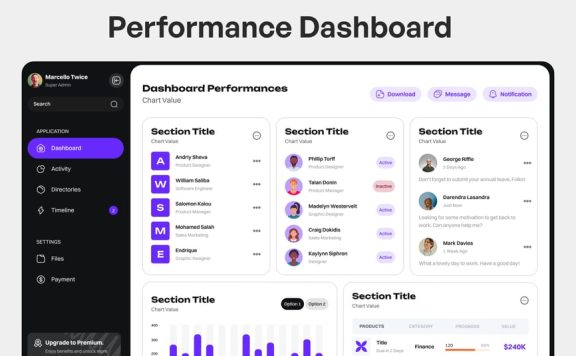 现代性能仪表盘网页UI模版 (FIG)